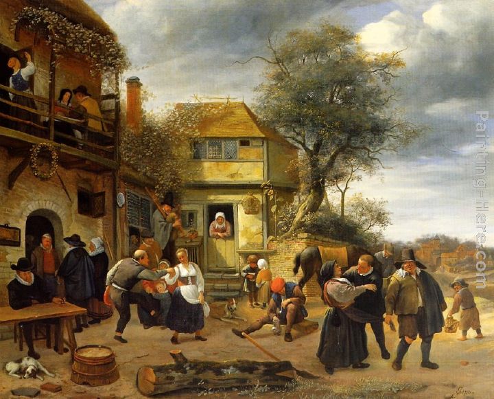 Peasants outside an Inn painting - Jan Steen Peasants outside an Inn art painting